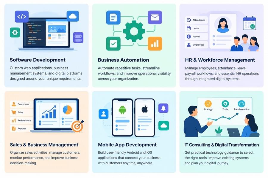 IT Consulting & Digital Transformation. Get practical technology guidance to select the right tools, improve existing systems, and plan your digital journey.